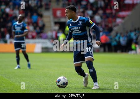 Rotherham, Großbritannien. 1. Mai 2023 Middlesbroughs Cameron Archer während des Sky Bet Championship-Spiels zwischen Rotherham United und Middlesbrough im New York Stadium, Rotherham, am Montag, den 1. Mai 2023. (Foto: Trevor Wilkinson | MI News) Kredit: MI News & Sport /Alamy Live News Stockfoto