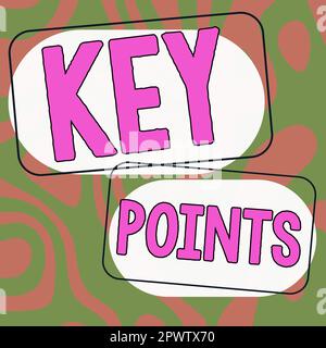 Inspiration mit Signage Key Points, Internet Concept die wichtigste Information, die gesagt oder geschrieben wird Stockfoto