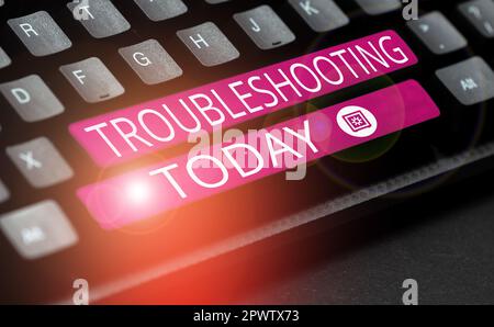 Textsymbol zeigt Fehlerbehebung, Business Showcase eine Handlung der Untersuchung oder des Umgangs mit den Problemen ist aufgetreten Stockfoto