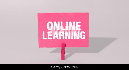 Schild mit der Aufschrift Online Learning, Business Concept Larning mit Hilfe des Internets und eines Computers Stockfoto