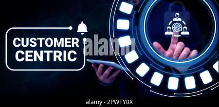 Text mit Inspiration Kundenorientierung, Geschäftsvorstellung, wie man sich um die Gäste kümmert, um deren Zufriedenheit zu gewährleisten Stockfoto