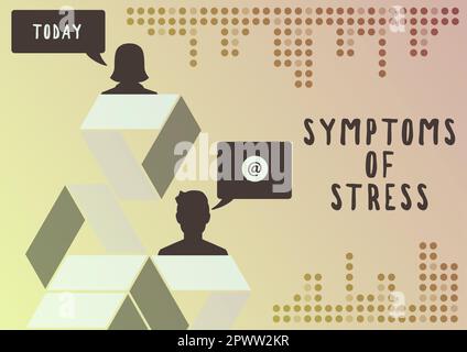 Inspiration zeigt Zeichen Symptome von Stress, Business Showcase dient als Symptom oder Zeichen vor allem für etwas unerwünschtes Stockfoto