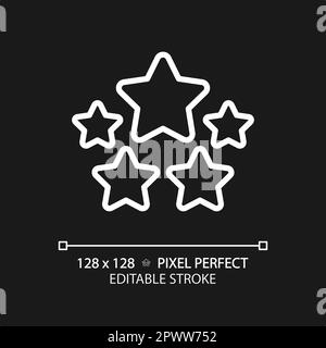 Fünf Sterne Pixel perfektes weißes lineares Symbol für dunkles Thema Stock Vektor