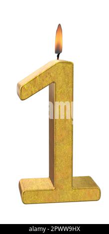 Nummer 1 Goldene Kerze Stock Vektor