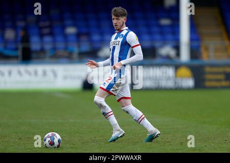 Tom Crawford von Hartlepool United in Aktion während des Spiels Sky Bet League 2 im Suit Direct Stadium in Hartlepool. Foto: Samstag, 29. April 2023. Stockfoto