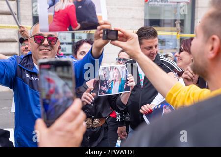 Rom, Italien. 29. April 2023. Aktivisten der Cinquestelle-Bewegung während des Sit-in auf der Piazza Santi Apostoli in Rom (Kreditbild: © Matteo Nardone/Pacific Press via ZUMA Press Wire) NUR REDAKTIONELLER GEBRAUCH! Nicht für den kommerziellen GEBRAUCH! Stockfoto