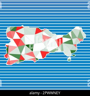 Capri-Vektor-Illustration. Capri-Design auf gestreiftem Hintergrund. Technologie, Internet, Netzwerk, Telekommunikationskonzept. Stock Vektor