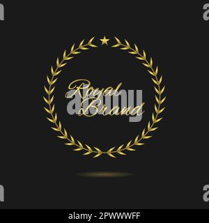 Königliche Marke Goldener Lorbeerkranz Vektoretikett Stock Vektor