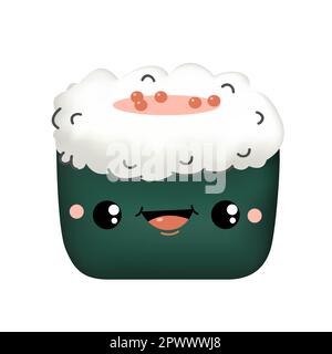 Süßes Sushi im Kawaii-Stil mit lächelndem Gesicht Stock Vektor