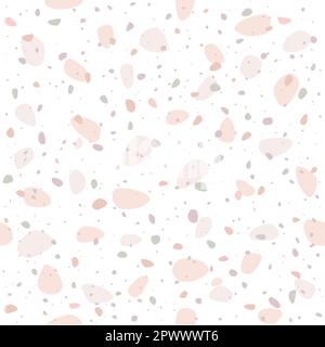 Trendiges Terrazzo-Vektormuster. Hintergrund aus Marmor, Steinen, Steinen und Steinen in Pastelltönen für Tapeten. Stock Vektor