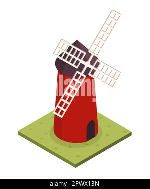Konzept der roten Windmühle Stock Vektor