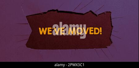 Konzeptionelle Darstellung We'Ve Umzug, Geschäftsansatz wird von einem anderen Ort im selben oder einem anderen Land leben Stockfoto