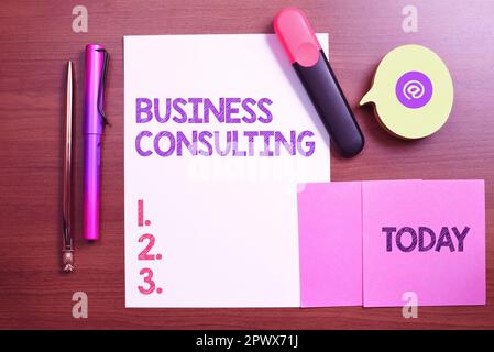 Inspiration showing sign Business Consulting, Business Showcase verbindet Praxis der akademischen theoretischen Expertise Stockfoto