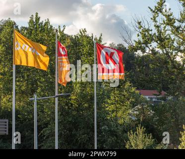 Göteborg, Schweden - August 24 2020: CircleK-Flaggen an einer Tankstelle. Stockfoto