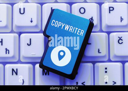 Handschriftlicher Text Copywriter, Geschäftsübersicht Schreiben des Textes von Werbung oder Werbematerial Stockfoto