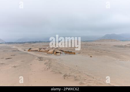 Die heilige archäologische Stätte Caral-Supe in Peru. Stockfoto