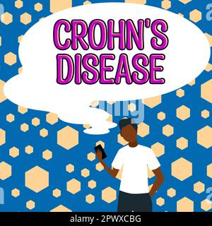 Schild zeigt Morbus Crohn, Business zeigt entzündliche Erkrankung des Magen-Darm-Trakts Stockfoto