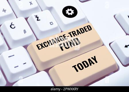 Konzepttitel Exchange Traded Fund, Internet-Konzept marktfähige Sicherheit, die einen Aktienindex verfolgt Stockfoto