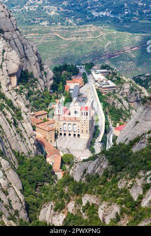 Abtei Kloster Montserrat Barcelona Spanien Porträtformat von über Katalonien Reise Ansicht Reisen Stockfoto