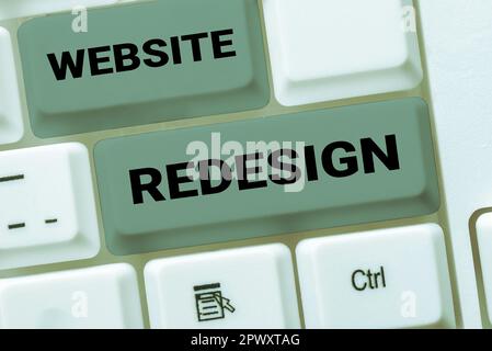 Konzeptionelle Beschriftung Neugestaltung der Website, Word für Modernize Improver oder Optimierung des Erscheinungsbilds Ihrer Website Stockfoto