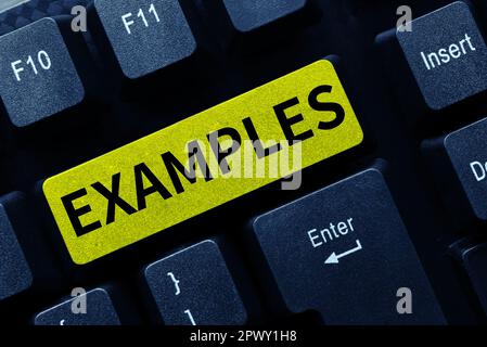 Text mit inspirierenden Beispielen, z. B. Word for Photo Beispielmodell, das der Erklärung des Leitfadens folgt Stockfoto