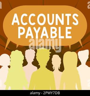 Unterschrift mit Kreditorenbuchhaltung, ein Wort, das auf Geld geschrieben ist, das ein Unternehmen seinen Lieferanten als Verbindlichkeit schuldet Stockfoto