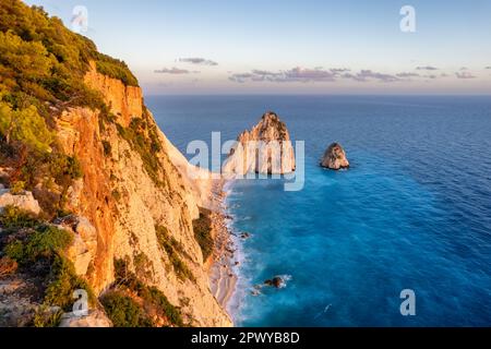 Keri Klippen auf der Insel Zakynthos, Ionisches Meer, Griechenland. Luftaufnahme Stockfoto