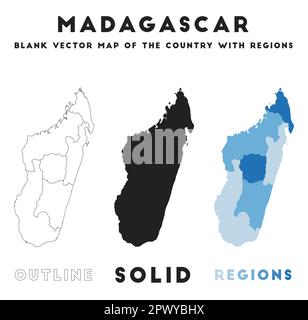Madagaskar-Karte. Borders of Madagascar für Ihre Infografik. Vektorform. Vektordarstellung. Stock Vektor