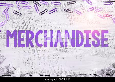 Inspiration mit Zeichen Merchandise, Geschäftsübersicht Waren oder Waren, die im Geschäft gekauft und verkauft werden Stockfoto