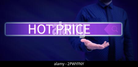 Schreiben mit Text „Hot Price“, „Business overview“ Käufer oder Verkäufer können etwas für ein verkauftes oder gekauftes Produkt erhalten Stockfoto