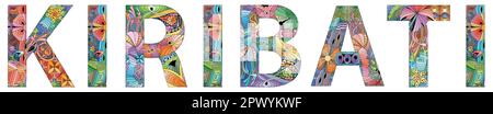 Vektorwort KIRIBATI. Handgemalte Kunstgestaltung. Illustration für T-Shirt-Design, Tattoo und andere Dekorationen Stock Vektor