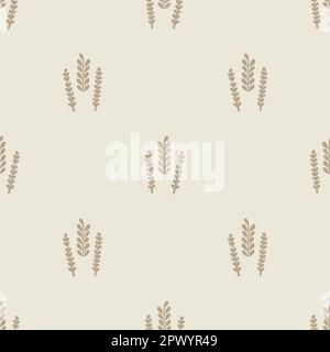 Eigenartiges Lino-Schnitt-Motiv-Vektormuster für Blattsplitter. Nahtlose Dekoration eines skurrilen Blattdesigns für den hintergrund von scandi. Stock Vektor