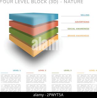 Vierstöckiger Block (3D) - Naturfarben Stock Vektor