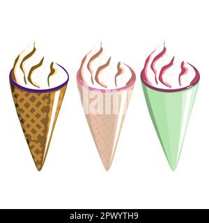 Drei verschiedene Eissorten im Cartoon-Stil Stock Vektor