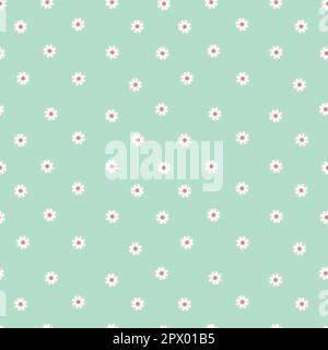 Nahtloses Muster mit einfachen Gänseblümchen auf pastellblauem Hintergrund. Moderner Blumendruck. Ideal für Stoff, Tapete, Textil, Verpackung. Vektor Stock Vektor