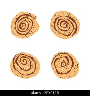 Zimtrollen im Cartoon-Stil isoliert Stock Vektor