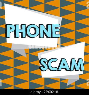 Inspiration zur Anzeige von „Sign Phone Scam“, Wörtern für unerwünschte Anrufe zur Werbung für Produkte oder Dienstleistungen Telesales Stockfoto
