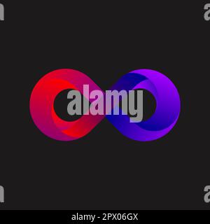 Unendlich, Unendliches Symbol. Geometrisches abstraktes Band in Form eines Unendlichkeitszeichens Stock Vektor
