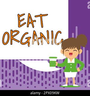 Konzeptionelle Überschrift Eat Organic, Geschäftskonzept Reduktion des Essens von Süßigkeiten Diabetische Kontrolldiät Stockfoto