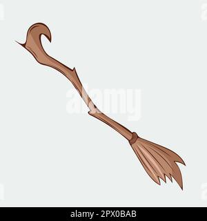 Vektordarstellung eines handgezeichneten Hexenbesens. Abbildung im Doodle-Stil. Stock Vektor