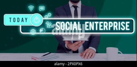 Textunterschrift Presentation Social Enterprise, Word for Business, das auf sozial verantwortliche Weise Geld verdient Stockfoto