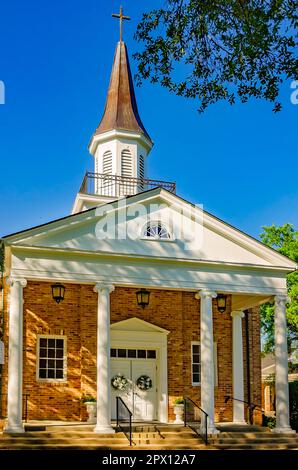 Die Stockton Presbyterian Church ist am 22. April 2023 in Stockton, Alabama, abgebildet. Die Kirche wurde 1847 als Baldwin Presbyterian Church gegründet. Stockfoto