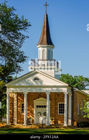 Die Stockton Presbyterian Church ist am 22. April 2023 in Stockton, Alabama, abgebildet. Die Kirche wurde 1847 als Baldwin Presbyterian Church gegründet. Stockfoto