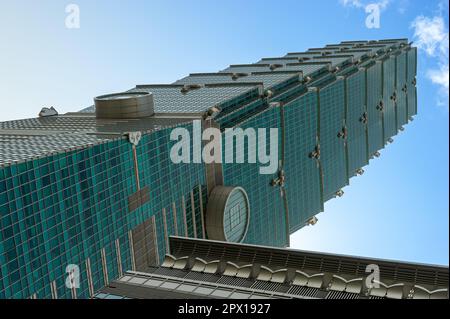 Taipei 101 Tower, Blick vom Boden nach oben, Taipei, Taiwan Stockfoto