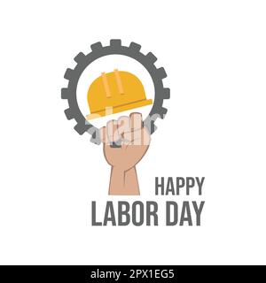 Alles gute zum Arbeitstag. Banner zur Feier des Labor Day mit Text – Labor Day. Vektordarstellung Stock Vektor