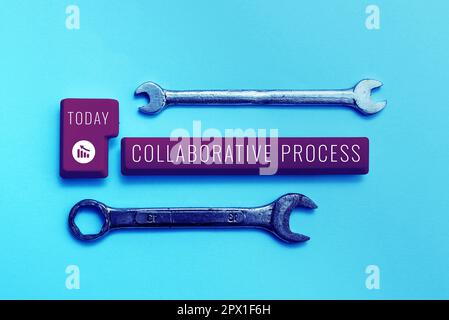 Inspiration showing sign Collaborative Process, Word Written on people and organizations work achieve results Stockfoto