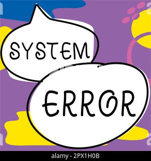 Textzeichen mit Systemfehler, technologischer Fehler bei Geschäftsansatz Softwarekollaps Datenverlust bei Absturz Stockfoto