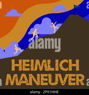 Konzepttitel Heimlichmanöver, Internet-Konzeptanwendung des Aufwärtsdrucks beim Ersticken Stockfoto