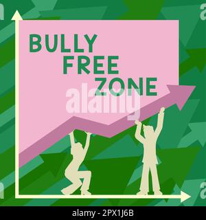 Handschriftlich geschriebenes Schild „Bully Free Zone, Business Concept. Respektvoll gegenüber anderen Mobbing sein“ ist hier nicht erlaubt Stockfoto