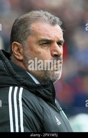 Ange Postecoglou, Manager des Celtic FC zu Beginn des Halbfinals des Scottish Cup im Hampden Park, Glasgow, Schottland, Großbritannien Stockfoto